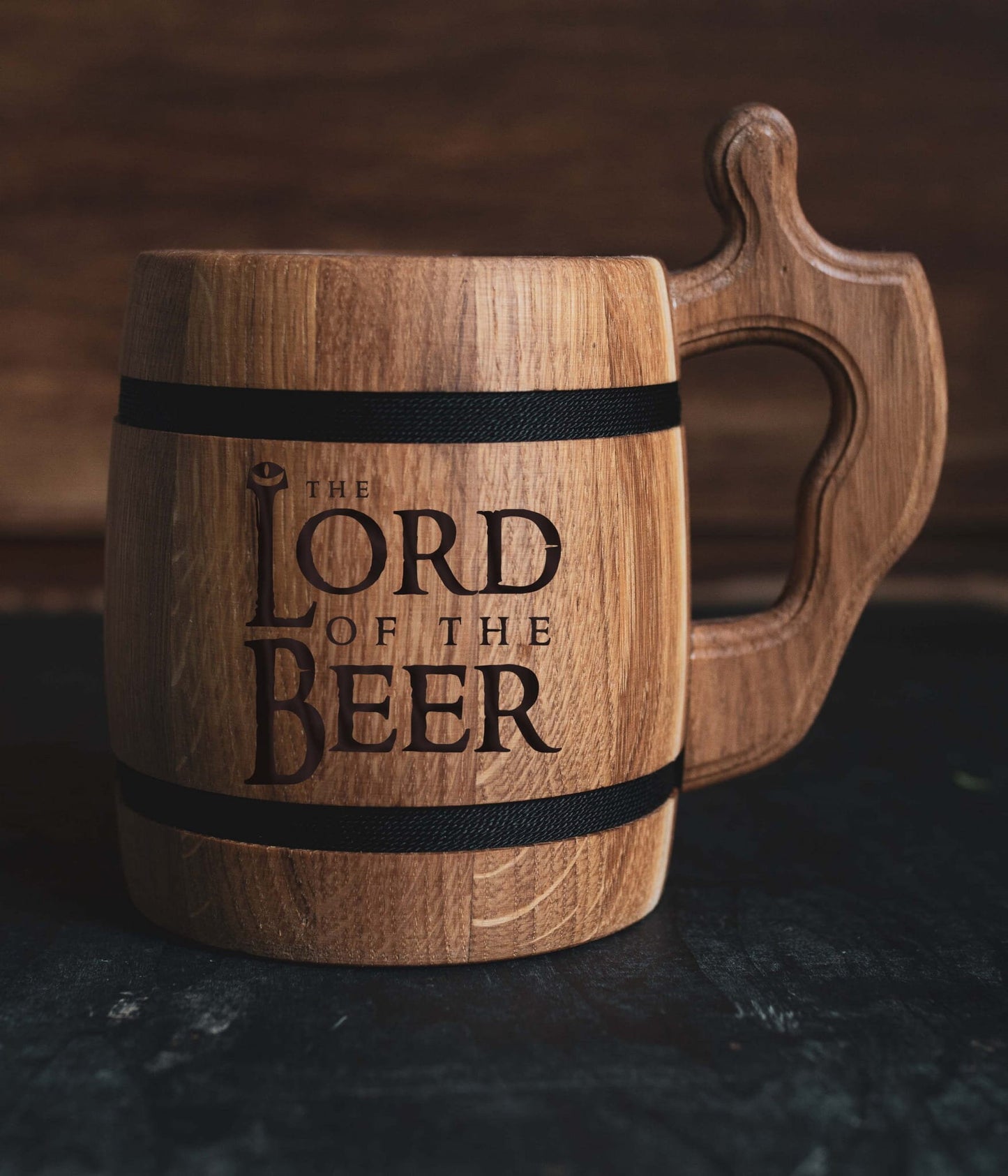 The Lord of the Beer-Oak Wooden Beer Mug | Tolkien-Inspired Gift