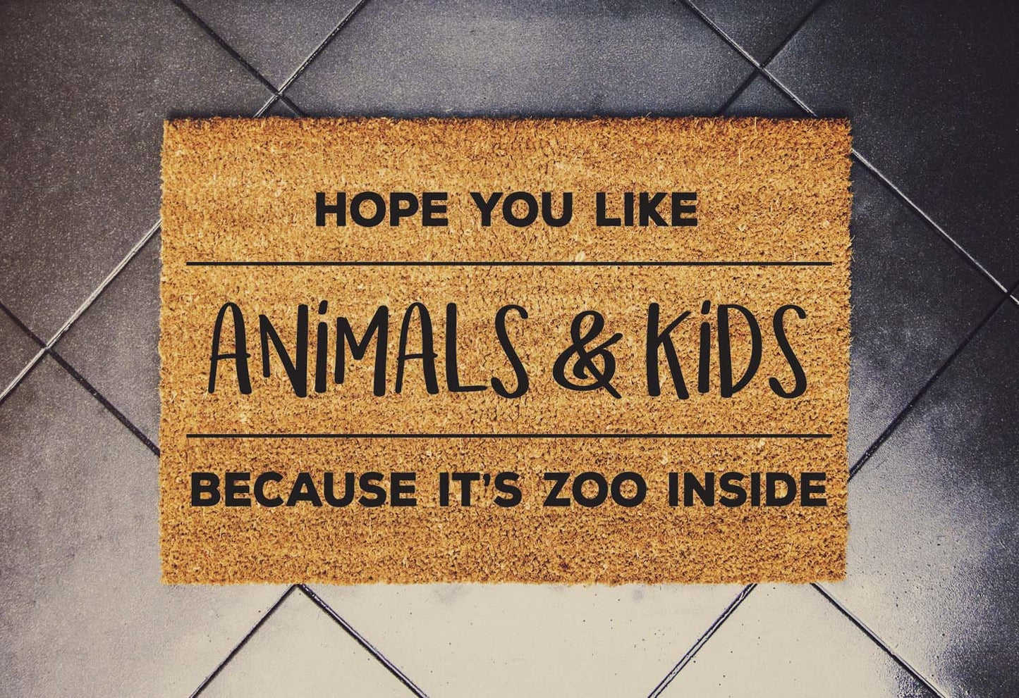 Hoffe, du magst Tiere und Kinder, denn es ist ein Zoo, Lustige Fußmatte, Einweihungsgeschenk, Willkommensmatte, Lustige Türmatte, Abschlussgeschenk, Hochzeitsgeschenk