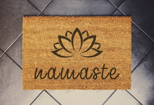 Lotusblume Namaste, Lustige Fußmatte, Geschenk zur Wohnungserwärmung, Willkommensmatte, Lustige Türmatte,