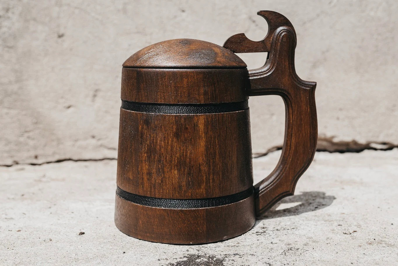 Oak mug with a lid Premium Quality 22 OZ/ 0.7L |Traditional tankard| Old Beer Mug