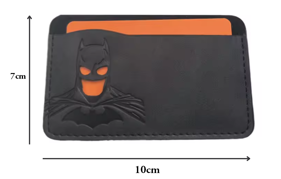 Leather Card Holder Wallet with Bat Design – Personalized Superhero Mask ID Wallet, Gift for Him