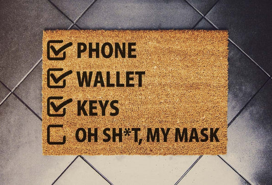 Telefon Schlüssel Brieftasche Maske Fußmatte, 60cm x 40cm x 2xm (18" x 30") Lustige Fußmatte, Willkommensmatte, Shit Show Türmatte, Außenmatte, Vordertürmatte
